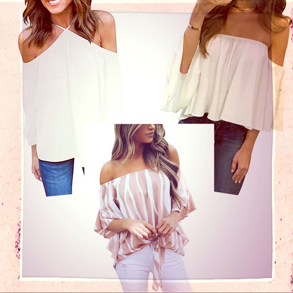Off the shoulder chiffon blouse bundle